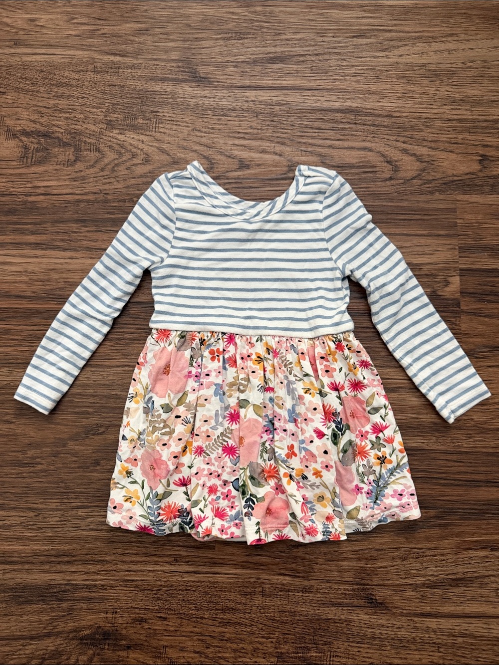 Mauve meadow stripes skater dress with bodysuit